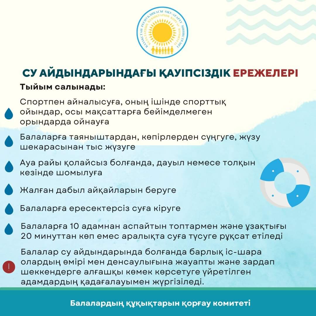 СУ АЙДЫНДАРЫНДАҒЫ ҚАУІПСІЗДІК ЕРЕЖЕЛЕРІ